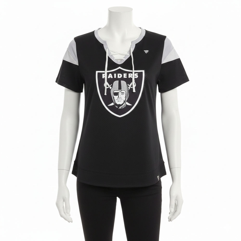 Raiders Women Shirt Size M Fanatics With V Neck String Detail
